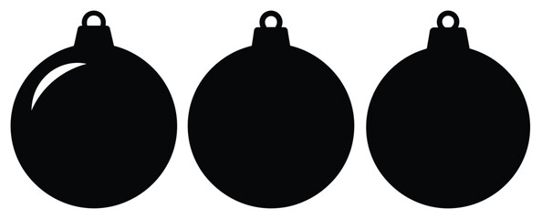Obraz premium ornament ball silhouette icon set. christmas silhouette icons collection with solid styles.