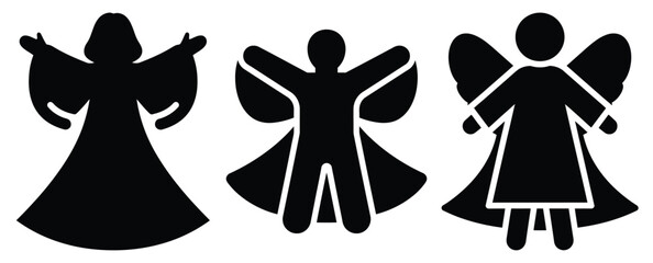 snow angel silhouette icon set. christmas silhouette icons collection with solid styles.
