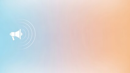 Megaphone on gradient background with sound waves