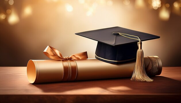 An Elegant Vector Illustration Of A Graduation Celebration Invitation Featuring A Graduation Cap Diploma And Vintage Typography Perfect For Invitations Announcements Or Graduation Themed Designs - Powered by Adobe