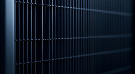 Abstract Dark Metal Grid Pattern with Fine Vertical Bars, Emphasizing Precision, Structure, and Modern Industrial Design.