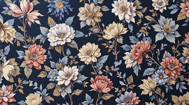 Fabric with floral batik pattern