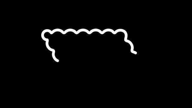 Geometric decorative frames or stickers in the shape of a rectangle with a wavy or zigzag edge graphic animation. Alpha channel. Transparent background motion design. 4K resolution