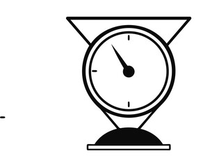 Minimalist Black and White Vector Illustration of a Mechanical Weighing Scale