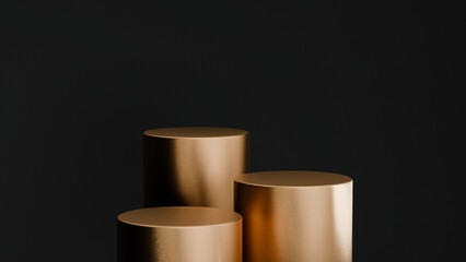 Elegant Metallic Gold Podium Cylinders &ndash; High-End Showcase Background for Products