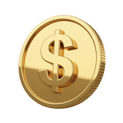 Embossed Gold Dollar Coin on Black &ndash; Transparent PNG Finance Icon for Wealth, Banking, and Digital Currency Design