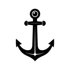 Black anchor icon, a symbol of stability, hope, and maritime navigation, isolated on