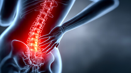 腰椎と骨盤の痛みを強調した医療イメージ背景素材