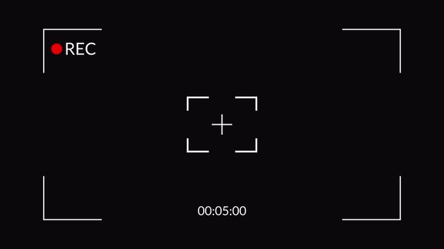 Video camera frame recorder screen overlay on a transparent background, Recording camera screen interface , Camera recording screen overlay with alpha channel in 4k.