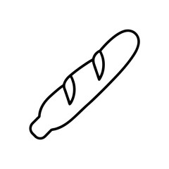 Outline drawing of a baguette on a white background on transparent background silhouette