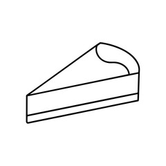 Outline drawing of a slice of cheesecake dessert on transparent background silhouette