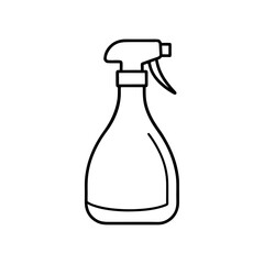Outline drawing of a spray bottle with trigger handle on transparent background silhouette