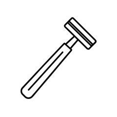 Illustration of a single blade razor with handle on transparent background silhouette