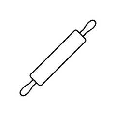 Outline drawing of a rolling pin on a white background on transparent background silhouette