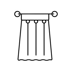 Illustration of a curtain hanging on a curtain rod on transparent background silhouette