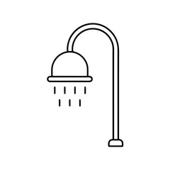 Illustration of a shower head with water droplets on transparent background silhouette