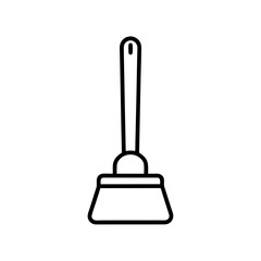 Illustration of a broom with a long handle and head on transparent background silhouette