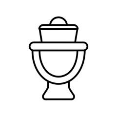 Outline drawing of a toilet with a closed lid seat on transparent background silhouette
