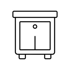 Illustration of a simple bedside table with drawer on transparent background silhouette