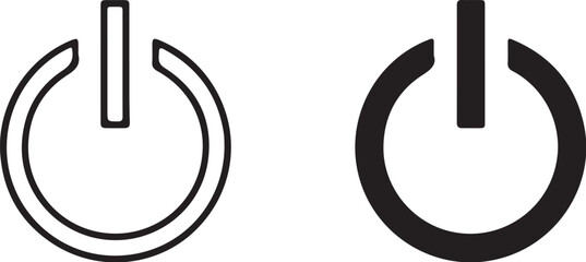 Naklejka premium Power Button Icons Outline and Solid Black White Background traced on transparent background