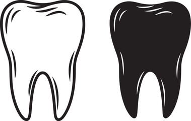 Obraz premium Tooth Icon in Outline and Solid Fill traced a341412947599f7a367439125061588bdr on transparent background
