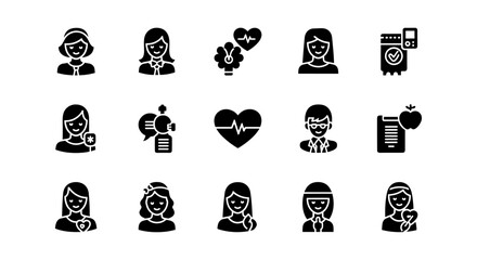 Medical and wellness icons set featuring healthcare and fitness symbols