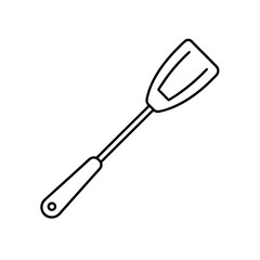 Outline drawing of a kitchen spatula tool on transparent background