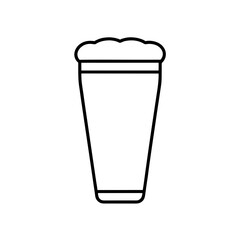Outline drawing of a beer glass with foam on transparent background