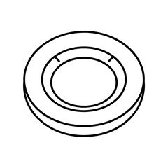 Illustration of a simple outlined donut on transparent background
