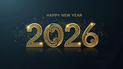 Happy new year 2026 golden elegant text celebration background
