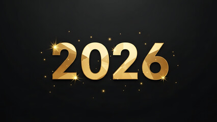 Golden 2026 year number with sparkling light effect