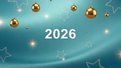 Golden christmas ornament decoration with 2026 text