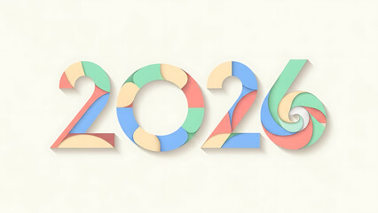 Colorful abstract number 2026 isolated on white background