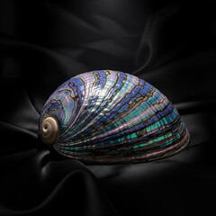 Iridescent Abalone Shell on Black Silk