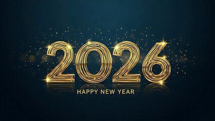 Golden 2026 happy new year celebration text effect