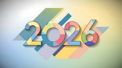 Colorful abstract graphic design for the year 2026
