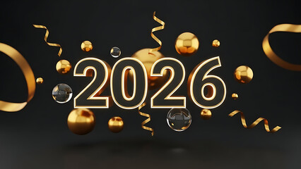 Golden 2026 new year celebration concept with sphere