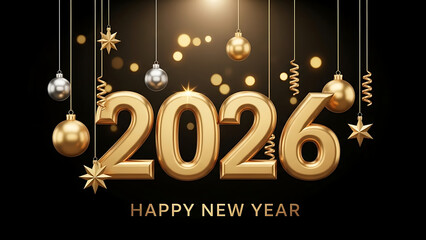 Golden 2026 balloon number for happy new year celebration