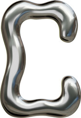  Shiny metallic liquid alphabet set with reflective chrome texture and futuristic fluid letter shapes isolated on transparent background.
