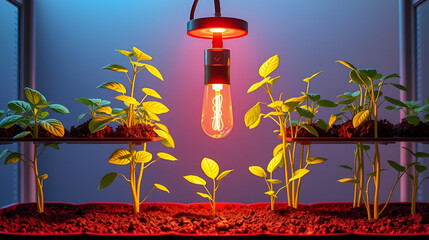 Vector concept of hydroponic and growth led light - hanging LED lamp