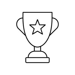 Outline drawing of a trophy with a star in the center on transparent background