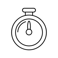 Outline drawing of a stopwatch with a visible needle on transparent background