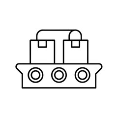 Outline of boxes on a conveyor belt illustration on transparent background