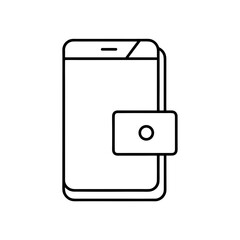 Illustration of a smartphone in a wallet case outline on transparent background