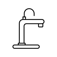 Illustration of a simple black and white water tap on transparent background