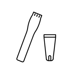Outline drawing of a brush and a small container on transparent background