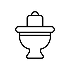 Outline drawing of a toilet with a closed lid view on transparent background