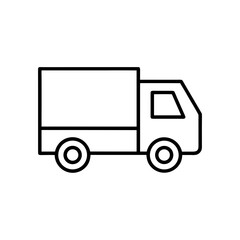 Simple outline illustration of a delivery truck side on transparent background