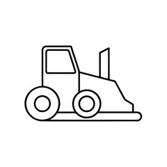 Outline illustration of a small tractor vehicle on transparent background