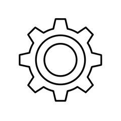 Illustration of a gear with internal circle outline on transparent background